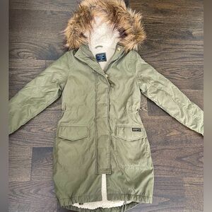 Abercrombie & Fitch | Green Sherpa Lined Parka Coat Jacket Size XXS
